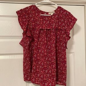 Red/pink floral blouse
